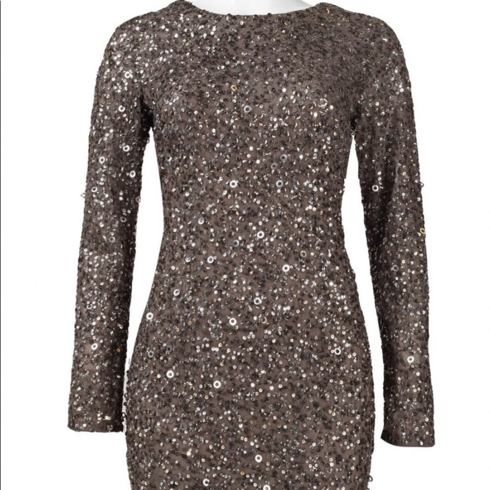Gray Adrianna Papell long sleeve sequined dress